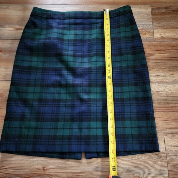 J. Crew the Pencil Skirt Blackwatch Plaid 10 Womens Blue Green Wool Blend - Picture 2 of 9